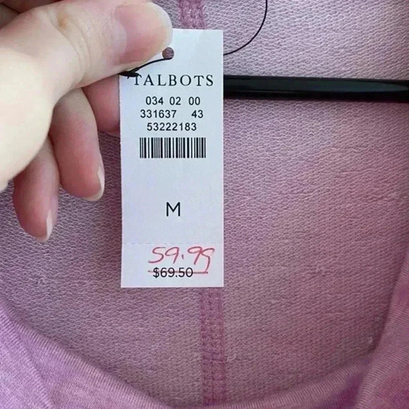 Talbot’s Terry Cowlneck Top, Light Pink/Purple, Size Medium - Picture 6 of 12